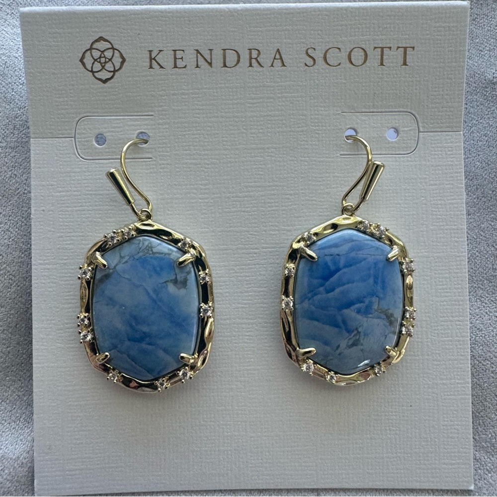 Kendra Scott Blue and Gold Drop Earrings